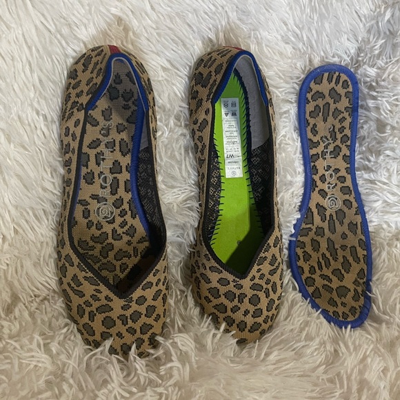 Rothy's Tan Women's Leopard Spotted Print Round Flats - Picture 2 of 3